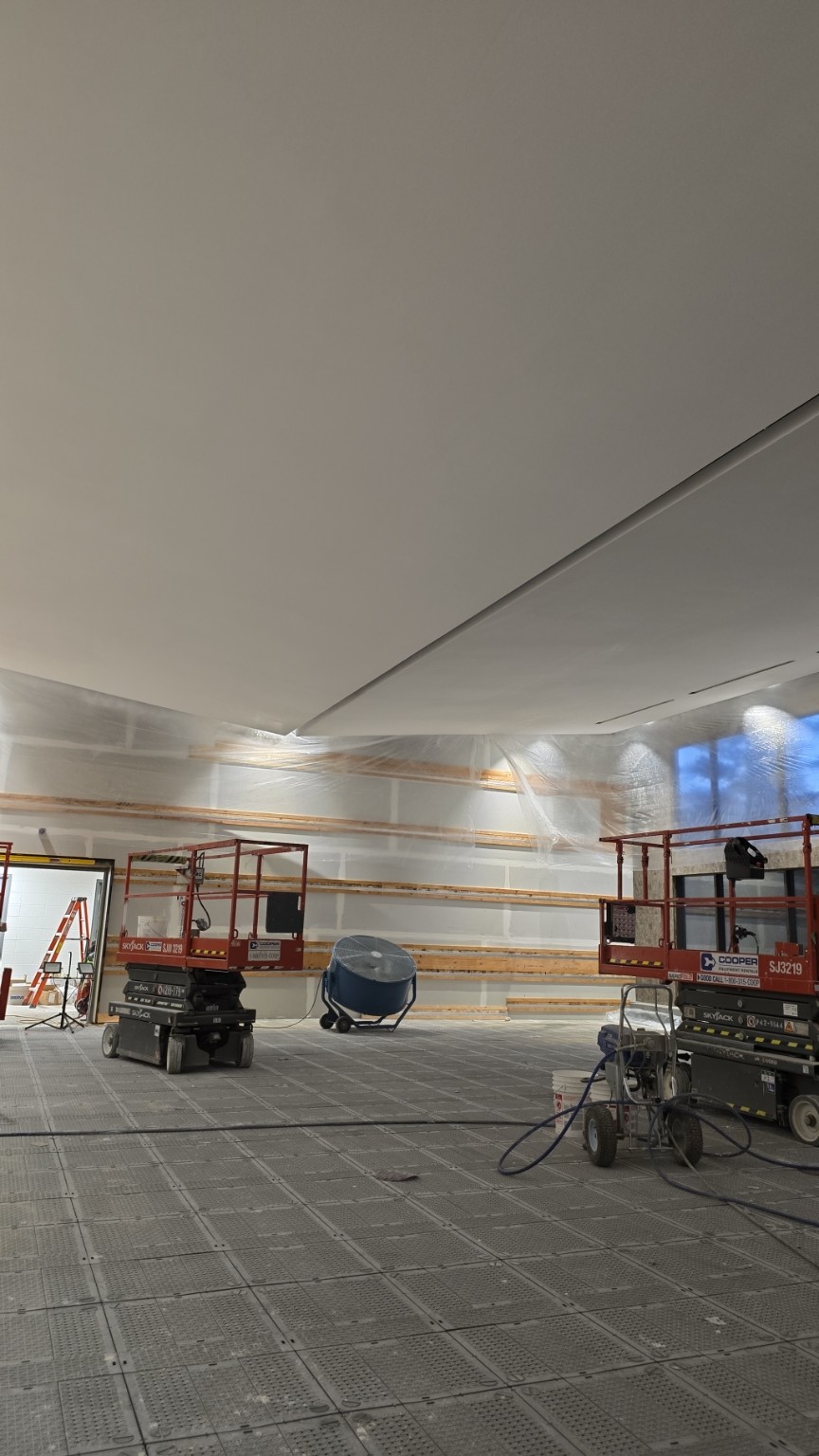 Ceiling finishing in a large interior space