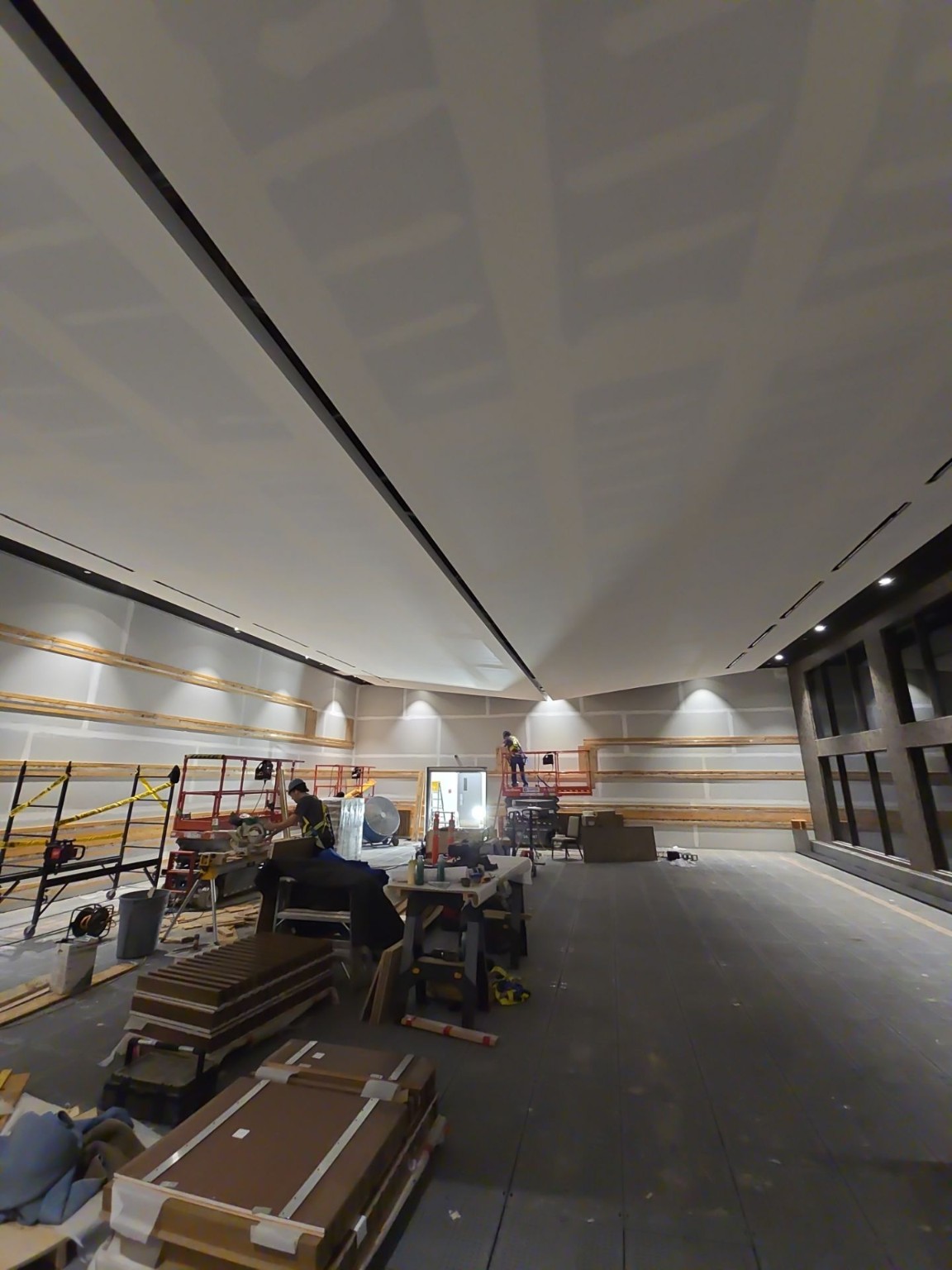 Large ceiling assembly nearing completion at G7 Kananaskis